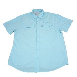 The American Outdoorsman Shirt Mens Size XL Blue Fishing Vented Short Sleeve UPF